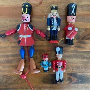 Set of Wooden Nutcracker Christmas Ornaments